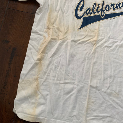 California Vintage T Shirt Baseball Script Fun Sports Basics Classic Rap Music