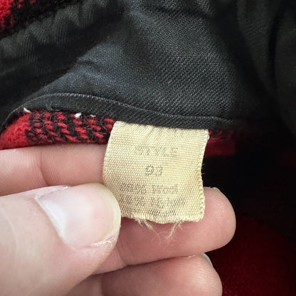 1950's vtg Buffalo Plaid Flannel L/S Jac Over Shirt Med Red Black 50s 60s Worn