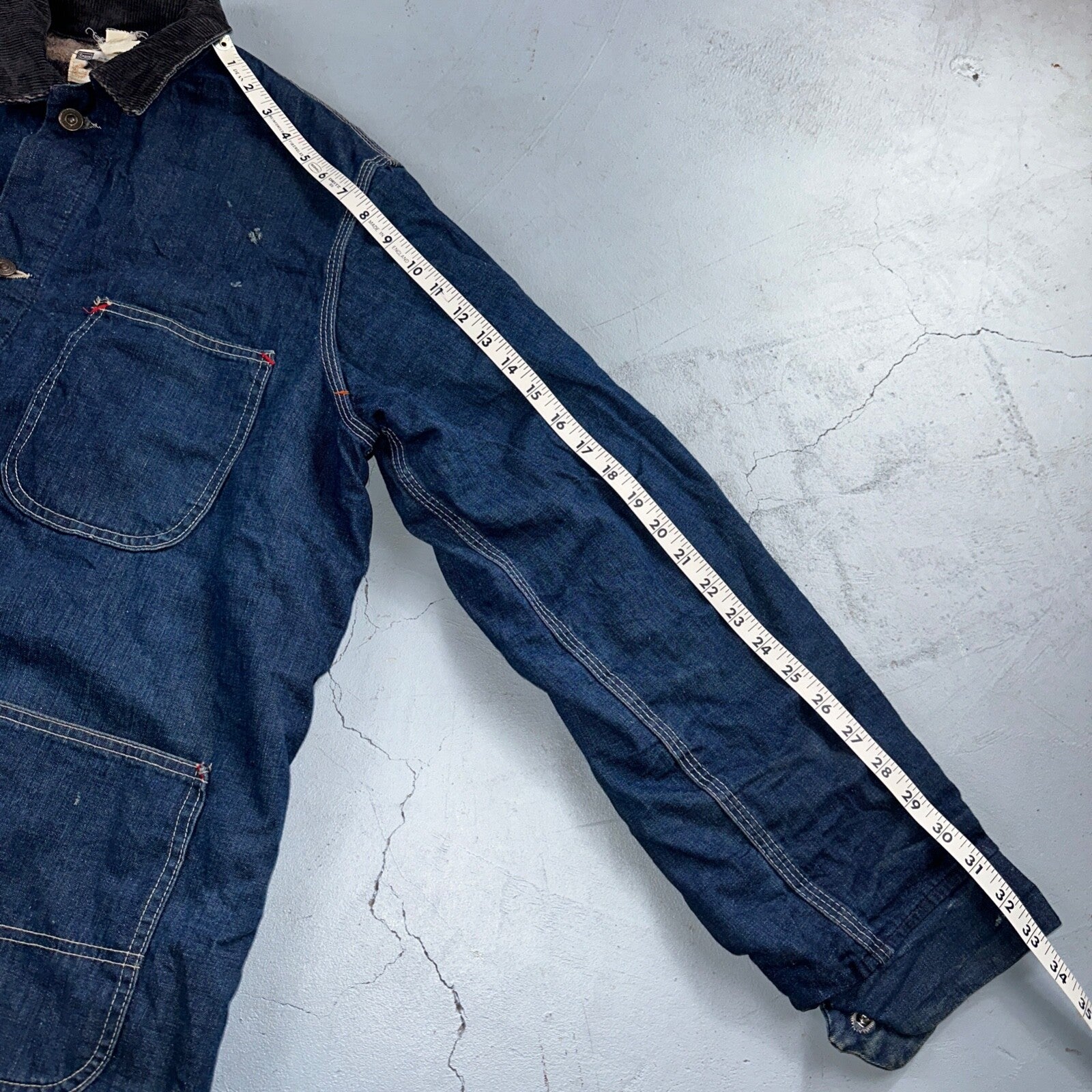 Vintage 60s Hercules Sears Roebuck And Co Denim Chore Jacket Coat Lined Detroit