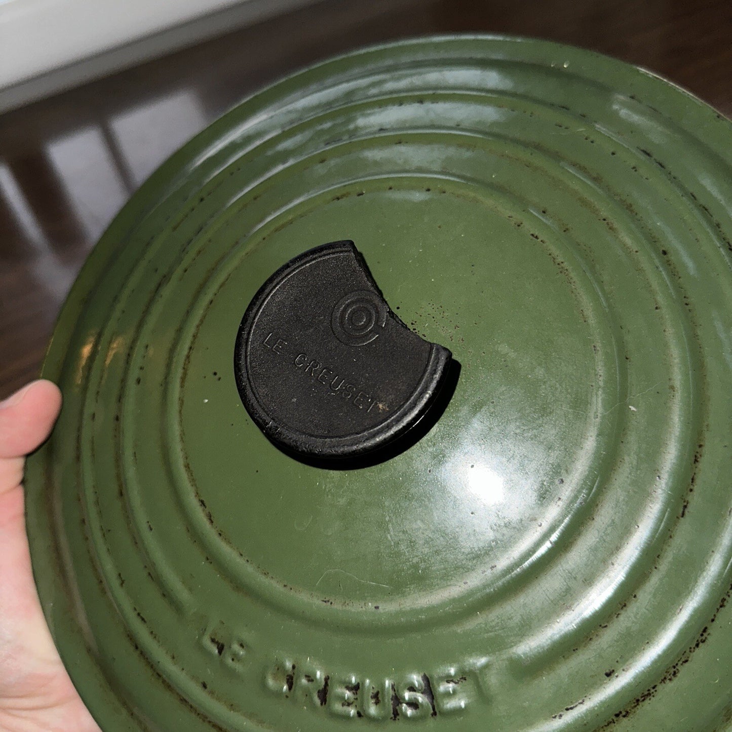 Le Creuset #24 Round Dutch Oven Lid Only France VTG Pot Orange E 4.5 QT Chip