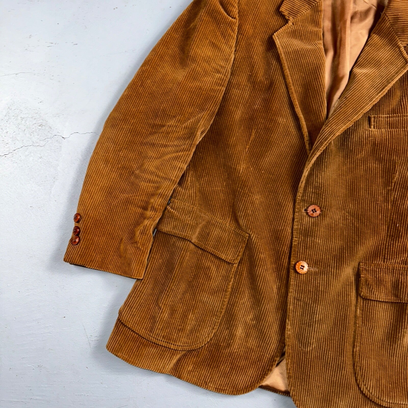 VTG Mens Suit 40 Jacket Sport Coat Rockabilly 80s 90s Corduroy Brown Short