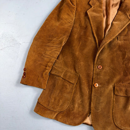 VTG Mens Suit 40 Jacket Sport Coat Rockabilly 80s 90s Corduroy Brown Short
