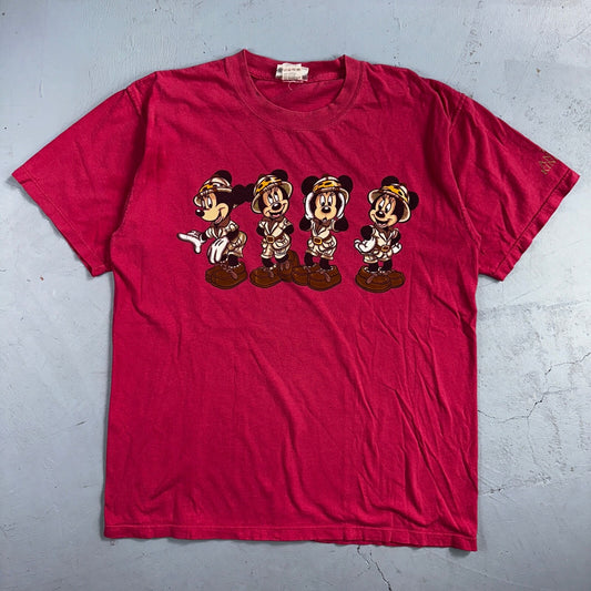 Disney Animal Kingdom Safari VTG T Shirt 90s Minnie Mouse Cute Pink USA Rare M