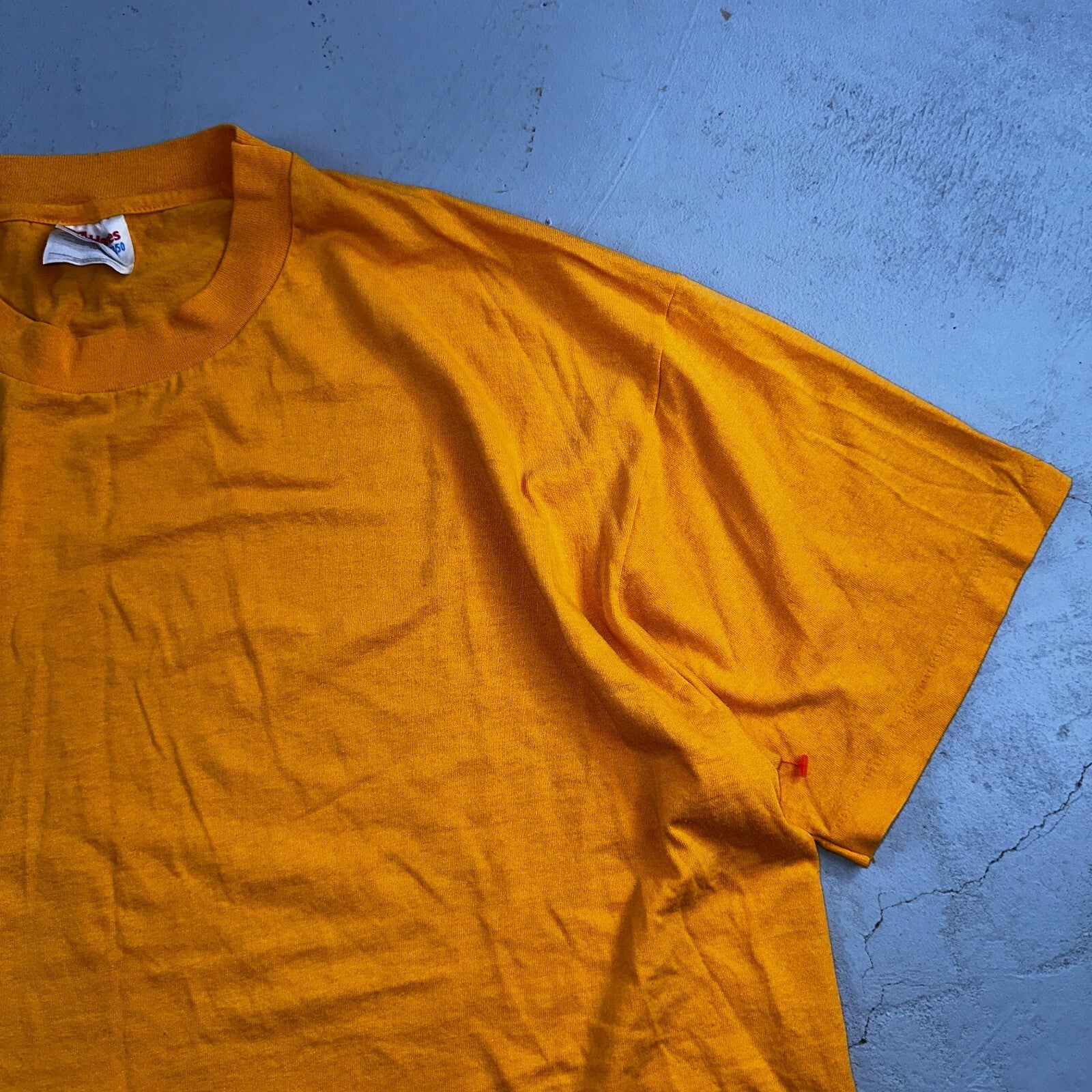 Hanes Blank Yellow Single Stitch VTG T Shirt XL USA No Print Graphic Basic