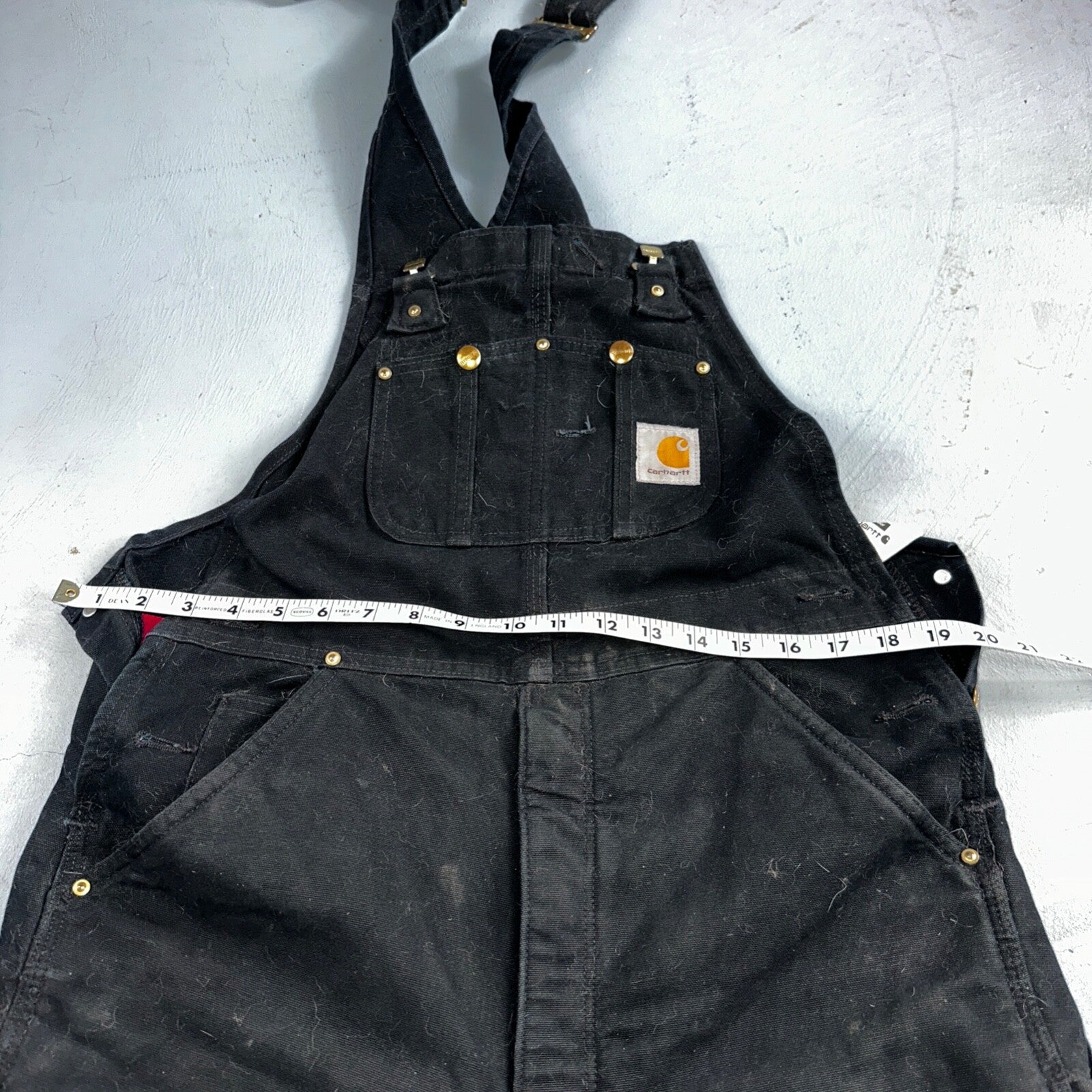 Carhartt Overalls Black Canvas Carpenter Lined R02 BLK USA Made Men’s 34x32