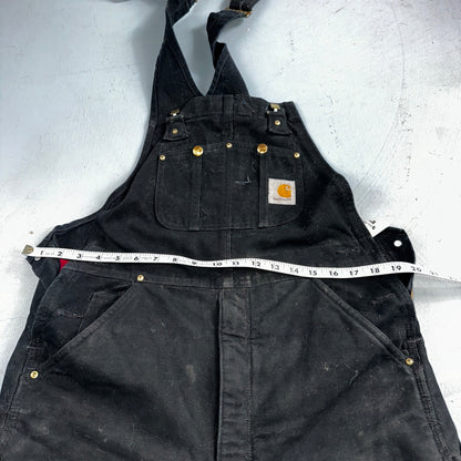 Carhartt Overalls Black Canvas Carpenter Lined R02 BLK USA Made Men’s 34x32