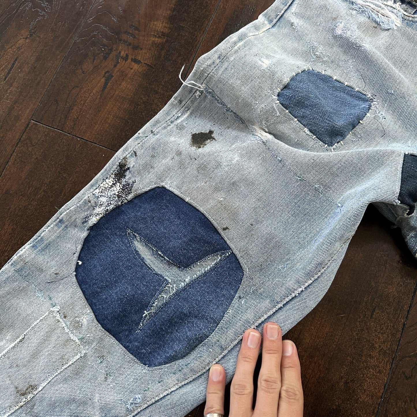 Levis Vintage 80s Redline Selvedge USA 501 Light Wash Jeans 66 30x28 Thrashed