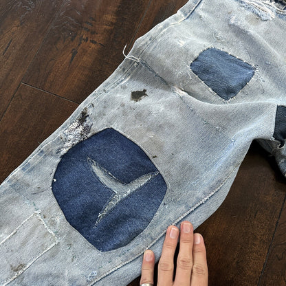 Levis Vintage 80s Redline Selvedge USA 501 Light Wash Jeans 66 30x28 Thrashed