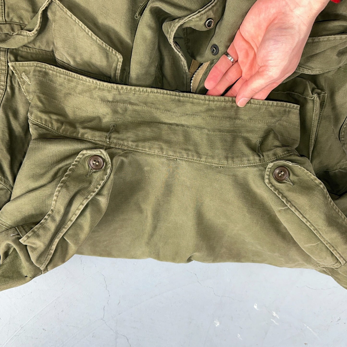 Vintage Military Jacket Green Button Up Vietnam Era 60s 70s M65 M1951 Parka