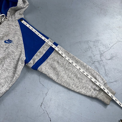 Nike Vintage 80s Colorblock Gray & Blue Full Zip Hoodie Blue Label Cut Tag