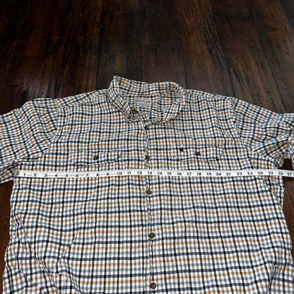 Carhartt Mens Size 2XL Relaxed Fit Blue Check Button Down Up Short Sleeve Shirt