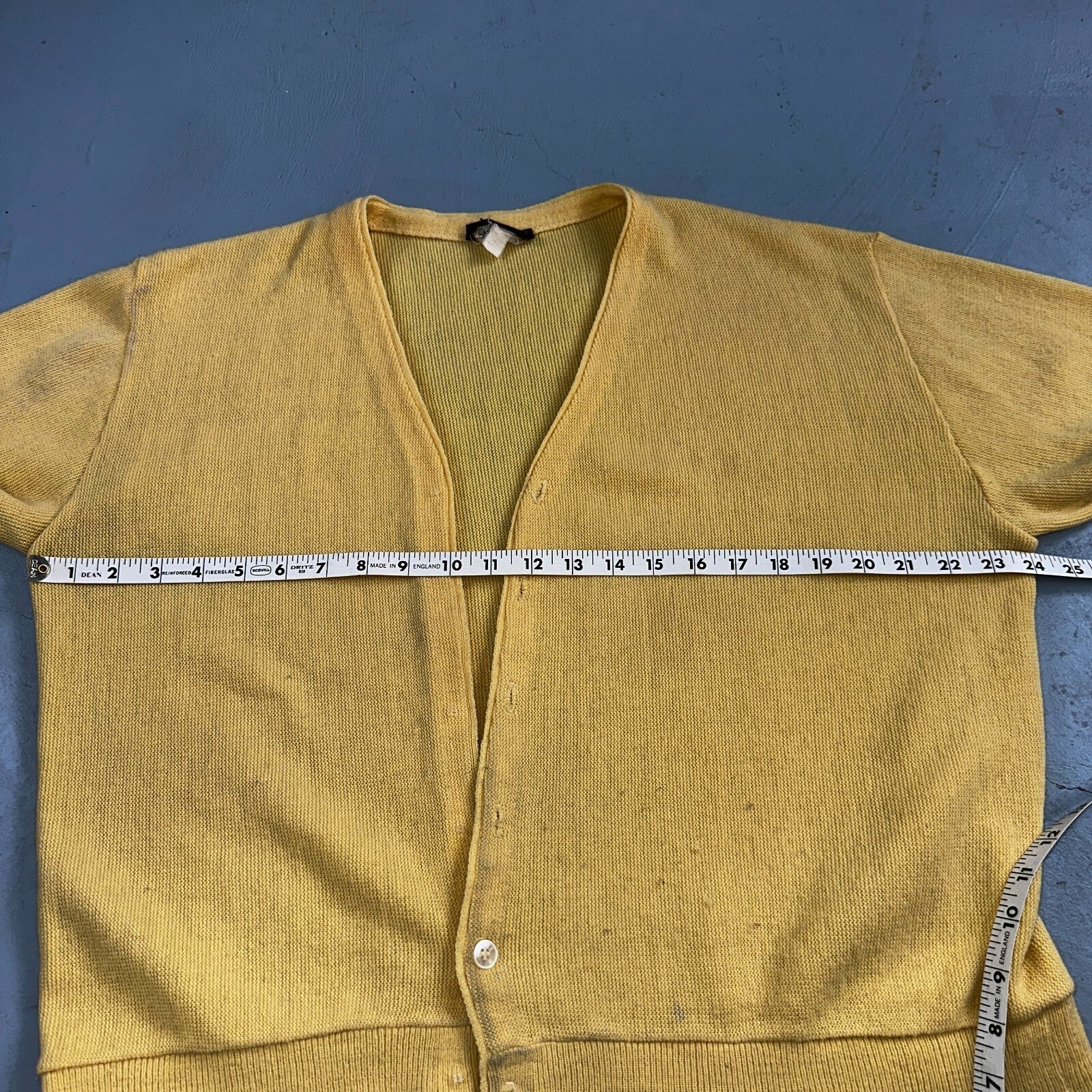 Vintage 1970s 70s JC Penney Towncraft Cardigan L Yellow MCM Missing Buttons