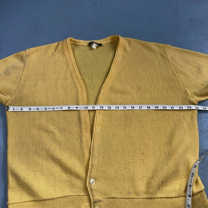 Vintage 1970s 70s JC Penney Towncraft Cardigan L Yellow MCM Missing Buttons