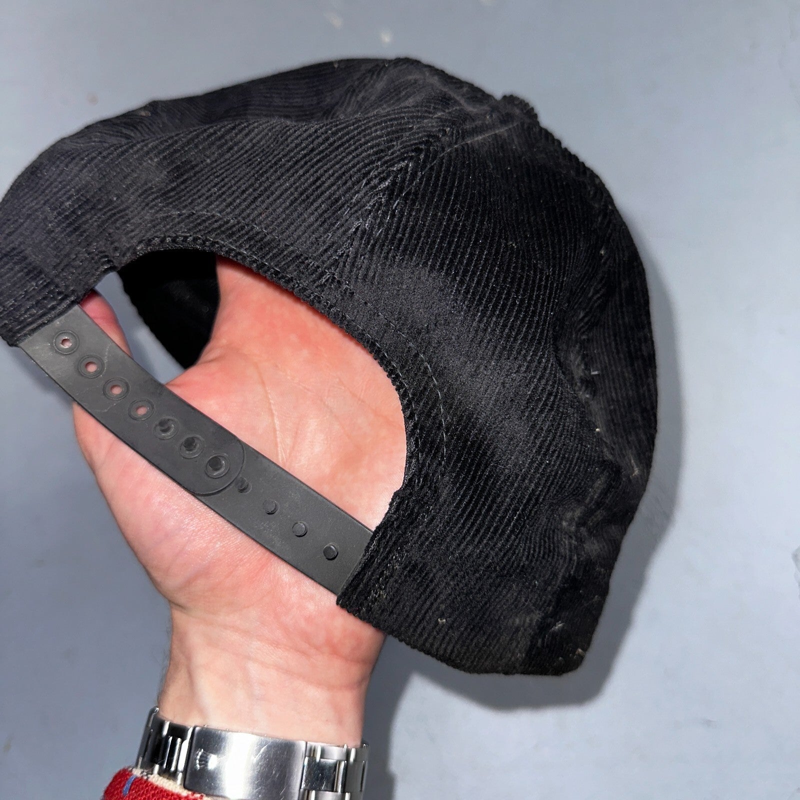 Conway Washington Bell Pole Corduroy VTG Hat Cap Snapback Black USA Hiking Truck