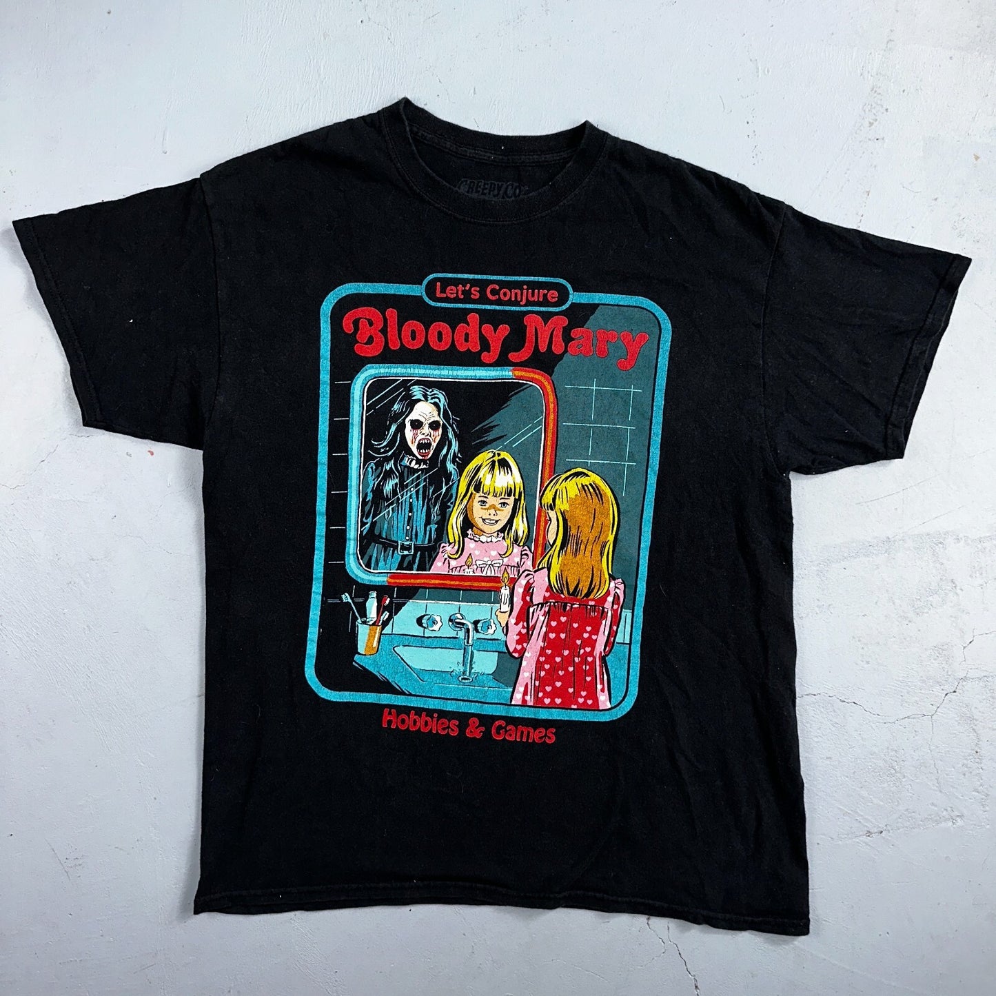 Conjure Bloody Mary Creepy Co VTG Style T Shirt Cartoon Halloween Funny Humor