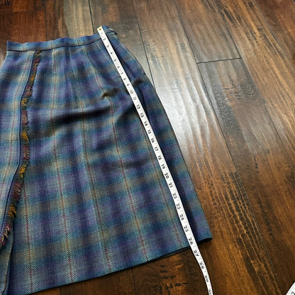 VTG USA Rockabilly Womens Dress Skirt 60s 70s Bottom Plaid Cute Wool