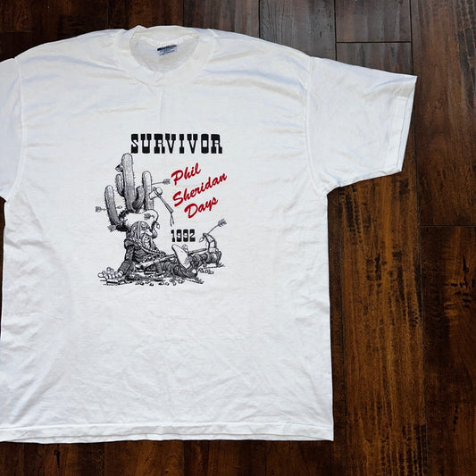 Cowboy Survivor PDX Oregon Vintage T Shirt Portland West Coast Travel Cactus