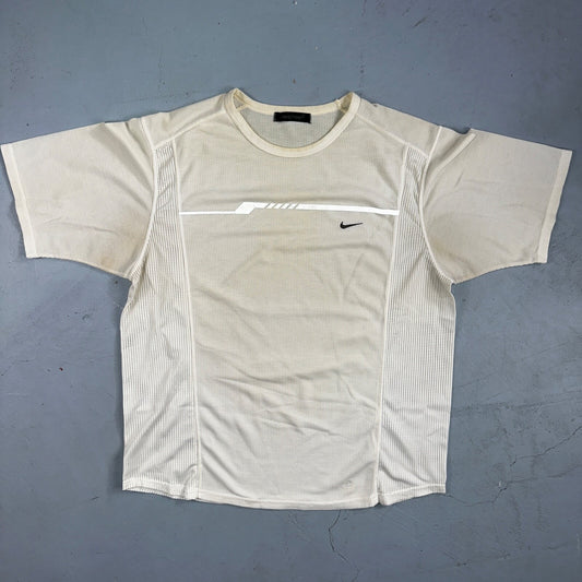 Nike Sphere VTG T Shirt 3M Check Textured Short Sleeve White/Yellow Tennis Sport