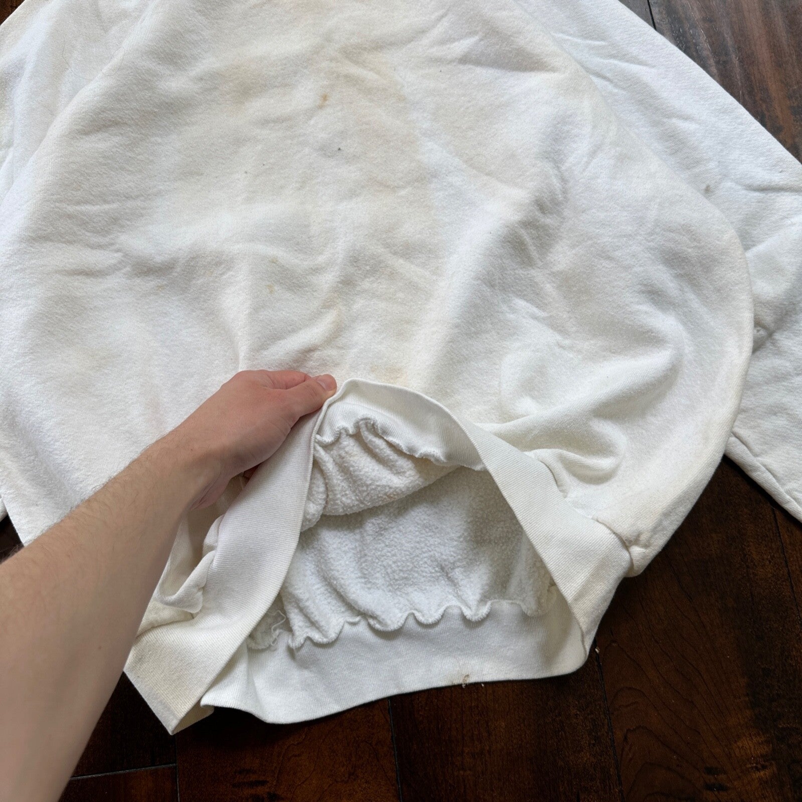 Vintage 90s 2XL FOTL Blank White Raglan Crewneck Sweatshirt Vtg 1990s USA Made