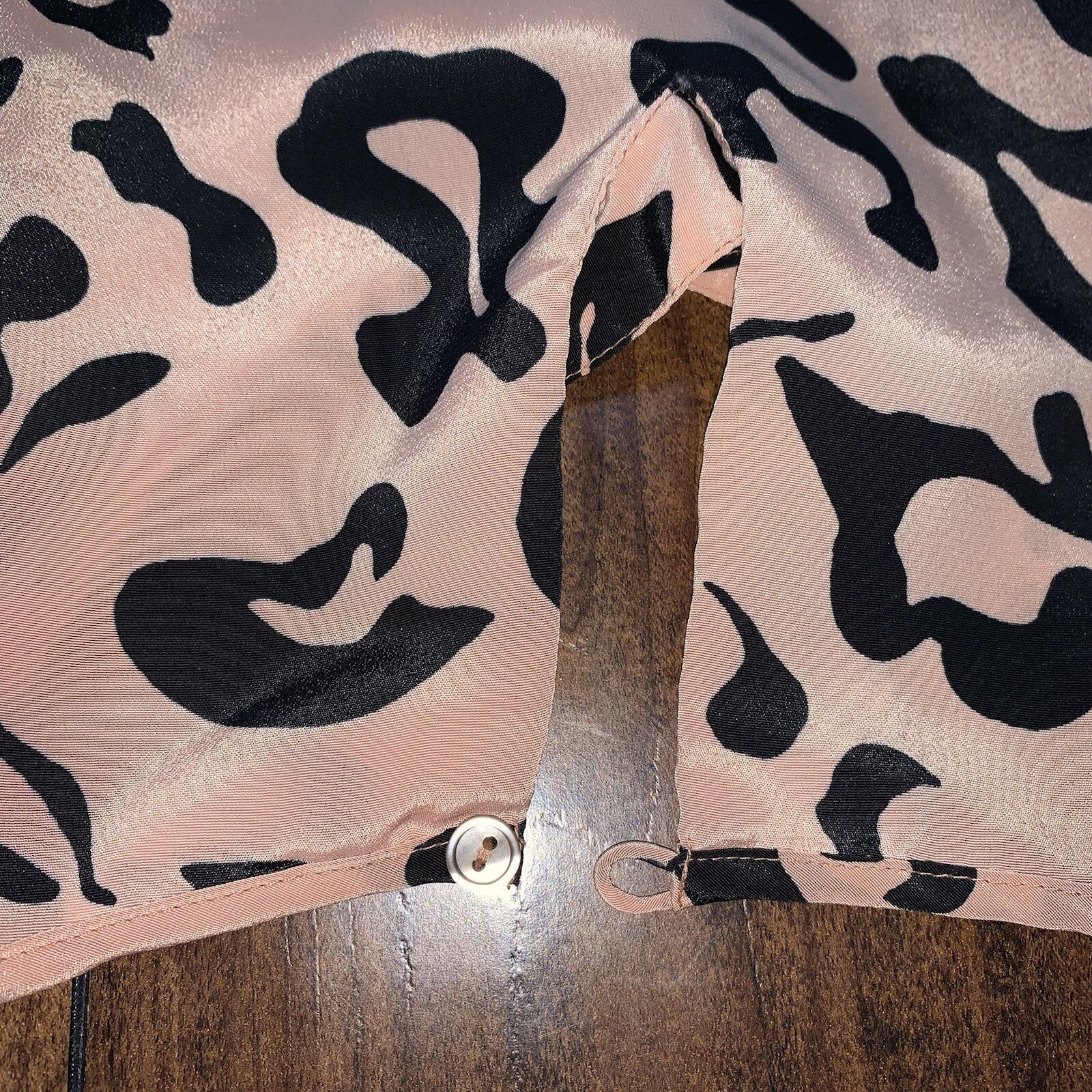 Vintage Hana Sung Leopard Cheetah Print Top Womens Medium Keyhole T-Shirt Lux