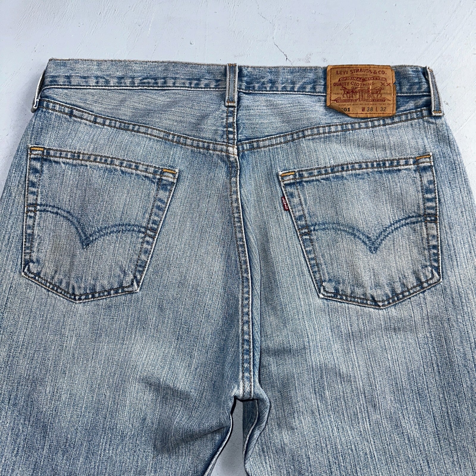Levis 501 Vintage 90s USA XX Straight Leg Jeans Blue Light Wash 38x32 Act 36x32