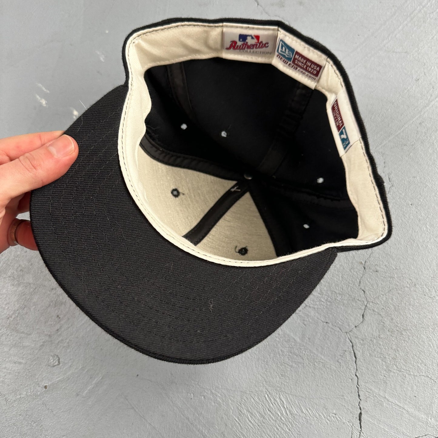 Vintage New Era Major League Baseball Wool MLB Umpire Hat Cap Mens 7 3/8 USA