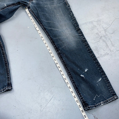 Silver Jeans Mens 34x30 Eddie Blue Denim Stretch Straight 5 Pocket Whiskering