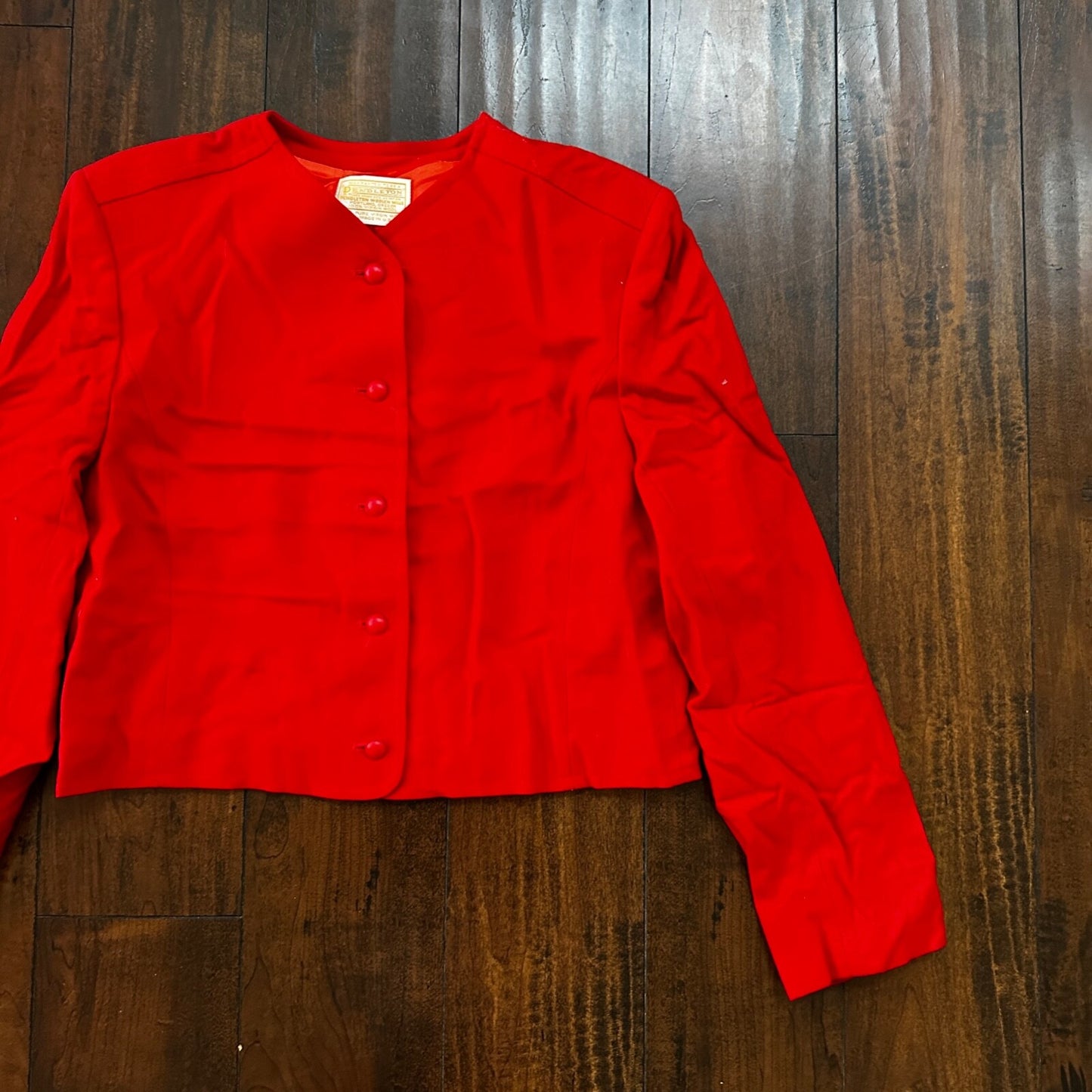 VTG Pendleton Women’s 100% Virgin Wool Red Blazer Jacket USA 80s Sweater