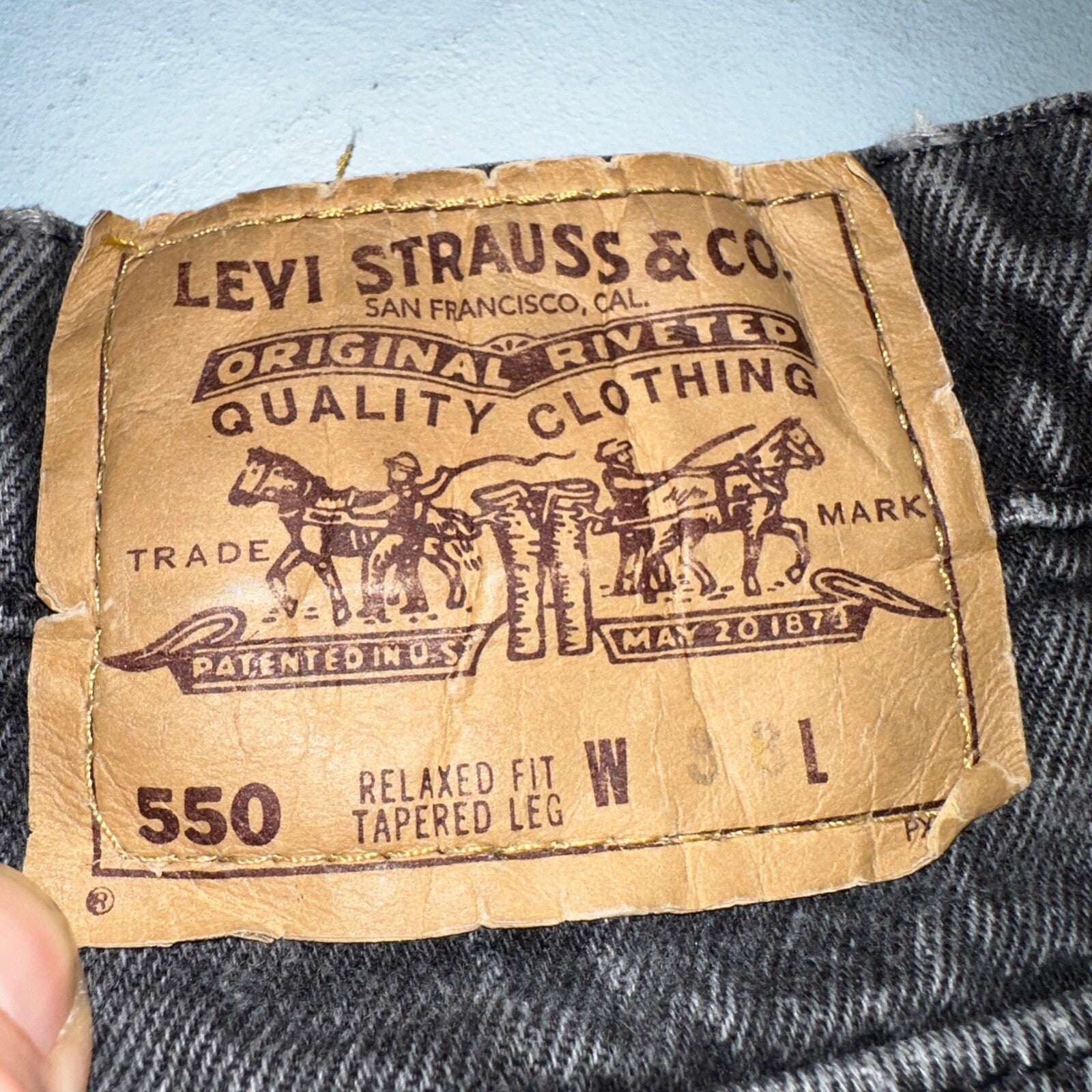 Levis 550 Vintage 90s USA Orange Tab Jeans 38x32 Black Med Wash 501 Act 36x31