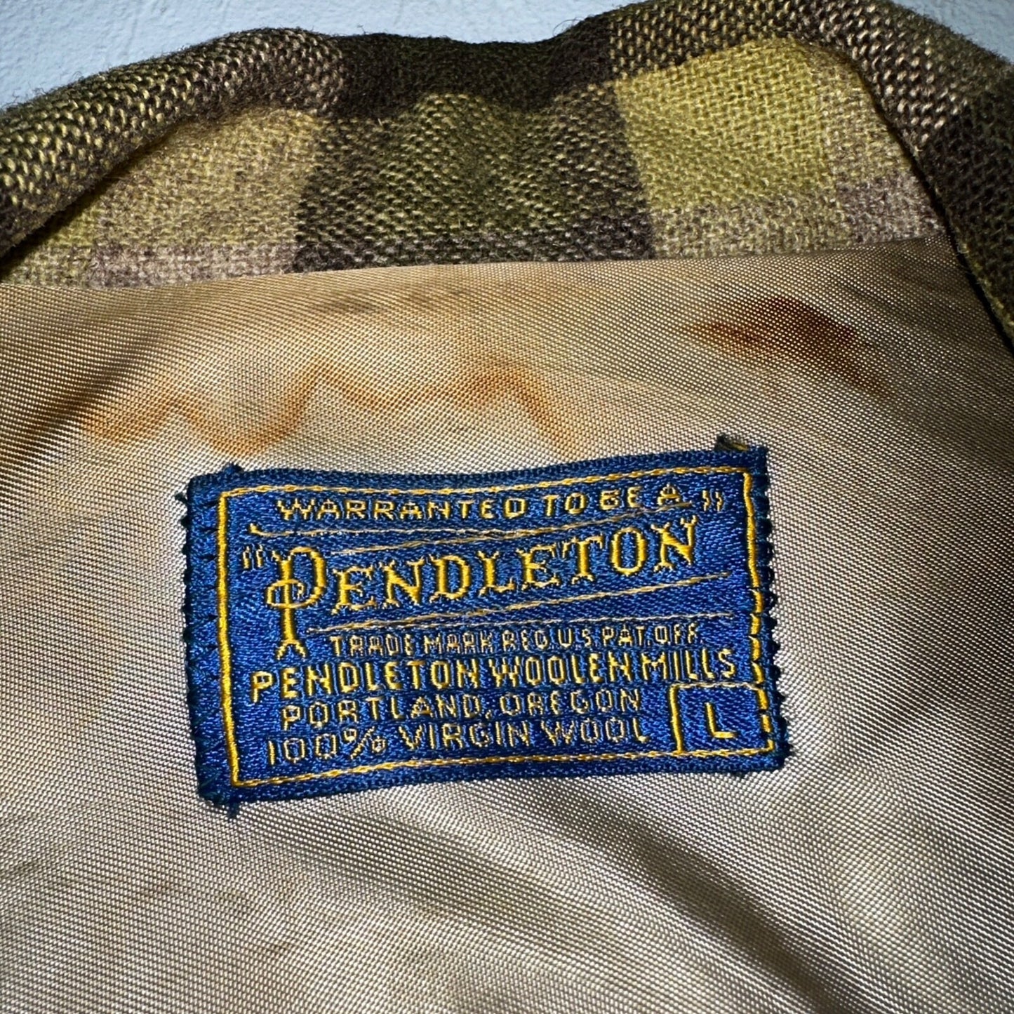 Pendleton 49er Blazer Mens L Yellow Green Wool Plaid Jacket Vintage 60s 1960s