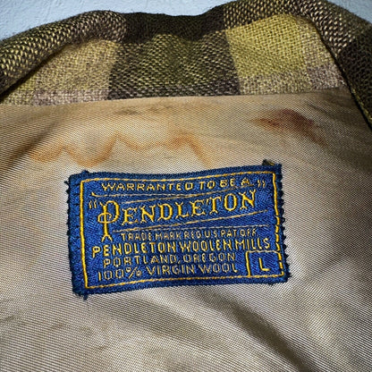 Pendleton 49er Blazer Mens L Yellow Green Wool Plaid Jacket Vintage 60s 1960s
