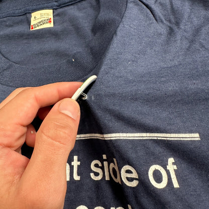 Left Side Brain 80s VTG T Shirt Single Stitch Button Funny Humor Joke Right Head