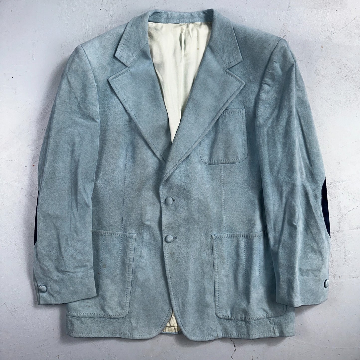 VTG Mens Suit 42 Jacket Sport Coat Rockabilly 60s 70s Suede Blue Disco Lebaron
