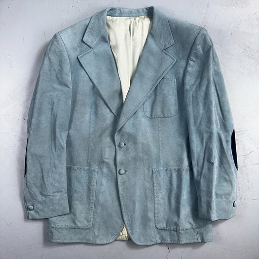 VTG Mens Suit 42 Jacket Sport Coat Rockabilly 60s 70s Suede Blue Disco Lebaron