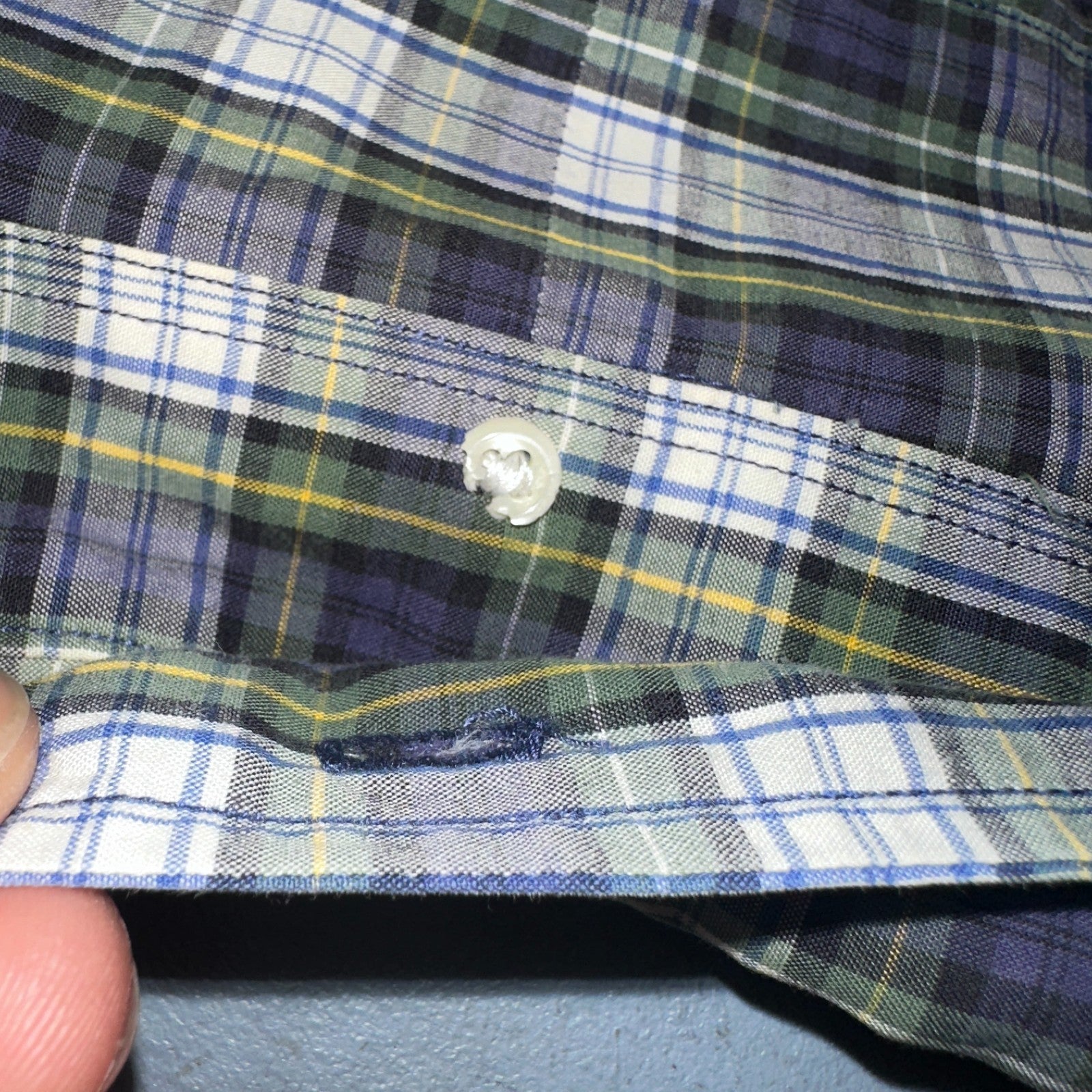 Polo Ralph Lauren Shirt Mens L Green Button Up Bartlett Long Sleeve Blue VTG