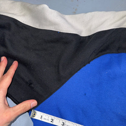 Adidas 80s 90s VTG Logo Sweater XL Blue Full Zip Sweatshirt Mens Burn Hole