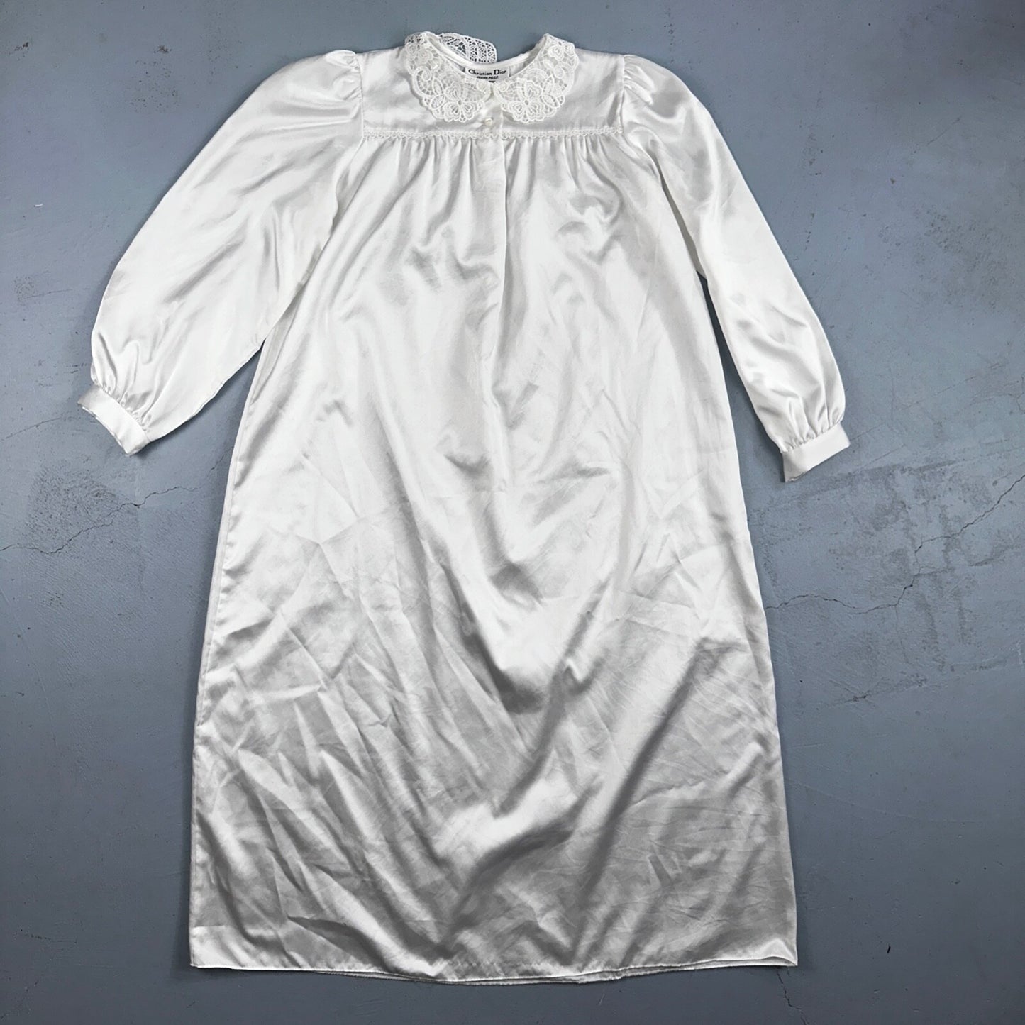 Vintage Christian Dior Jeune Fille Ivory Lace Nightgown Lingerie Dress Slip