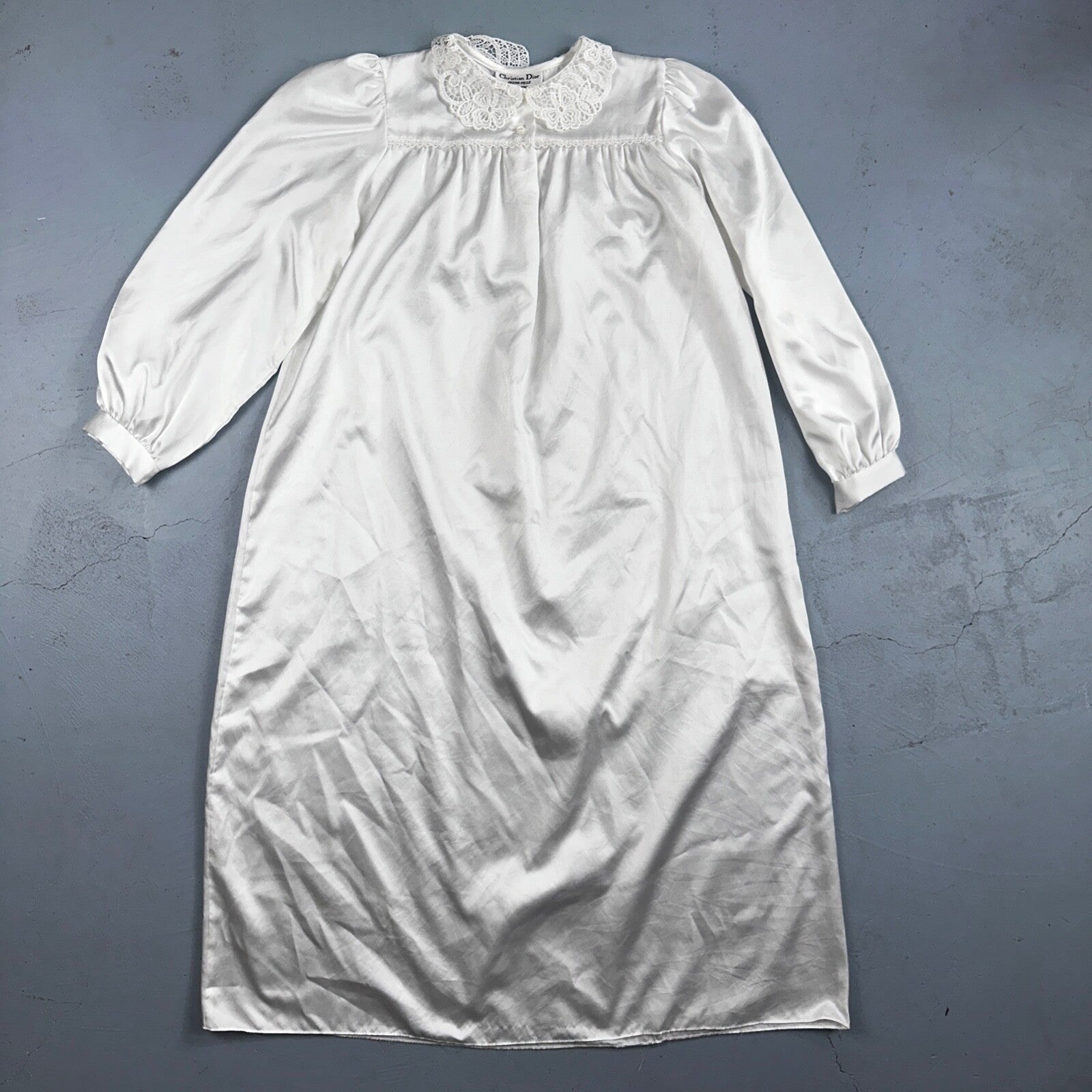 Vintage Christian Dior Jeune Fille Ivory Lace Nightgown Lingerie Dress Slip