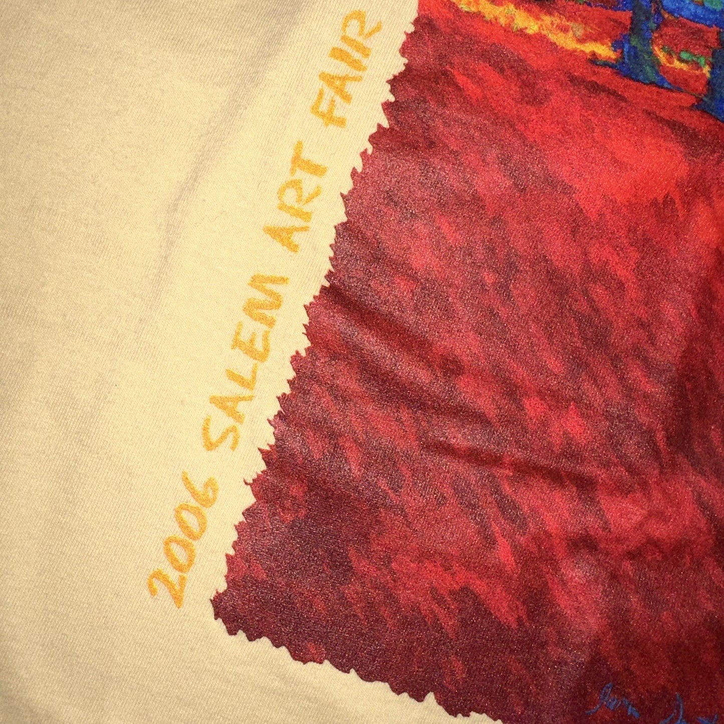 Salem Art Festival Oregon Vintage T Shirt 2006 Y2K Gildan Yellow Trees Abstract