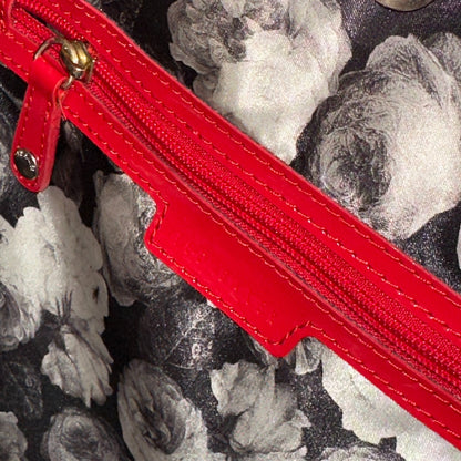 Ted Baker Red Patent Leather Quilted Large Stitch Tote Bag Purse Statement Y2K