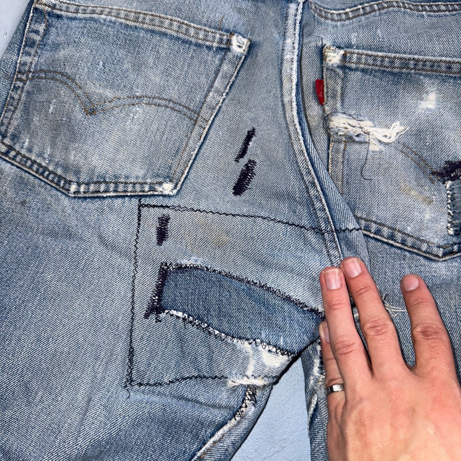 Levis 501 Vintage 80s Redline Selvedge USA XX Jeans Light Wash 34x36 Act 31x33