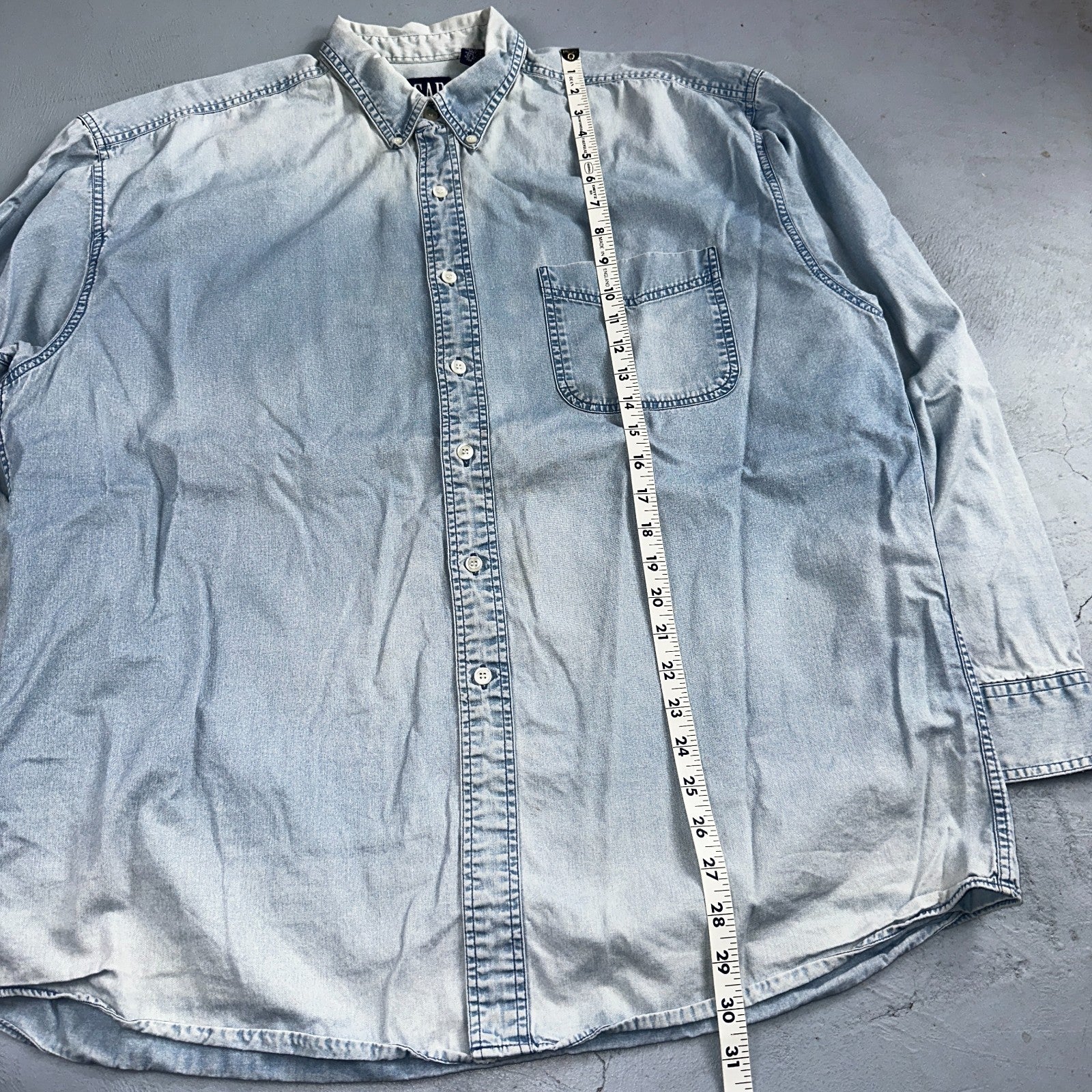 Gap 90s VTG Denim Shirt Mens XL Blue Cotton Casual Standard Button Up Faded