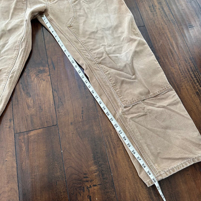 VTG USA Carhartt Thrashed Double Knee Work Dungaree Duck Brown 90s Pants 42x32