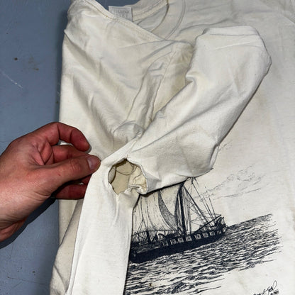 Ship Art James E Sabol Y2K 90s T Shirt Erie Pennsylvania Voyage Home Photo Rap