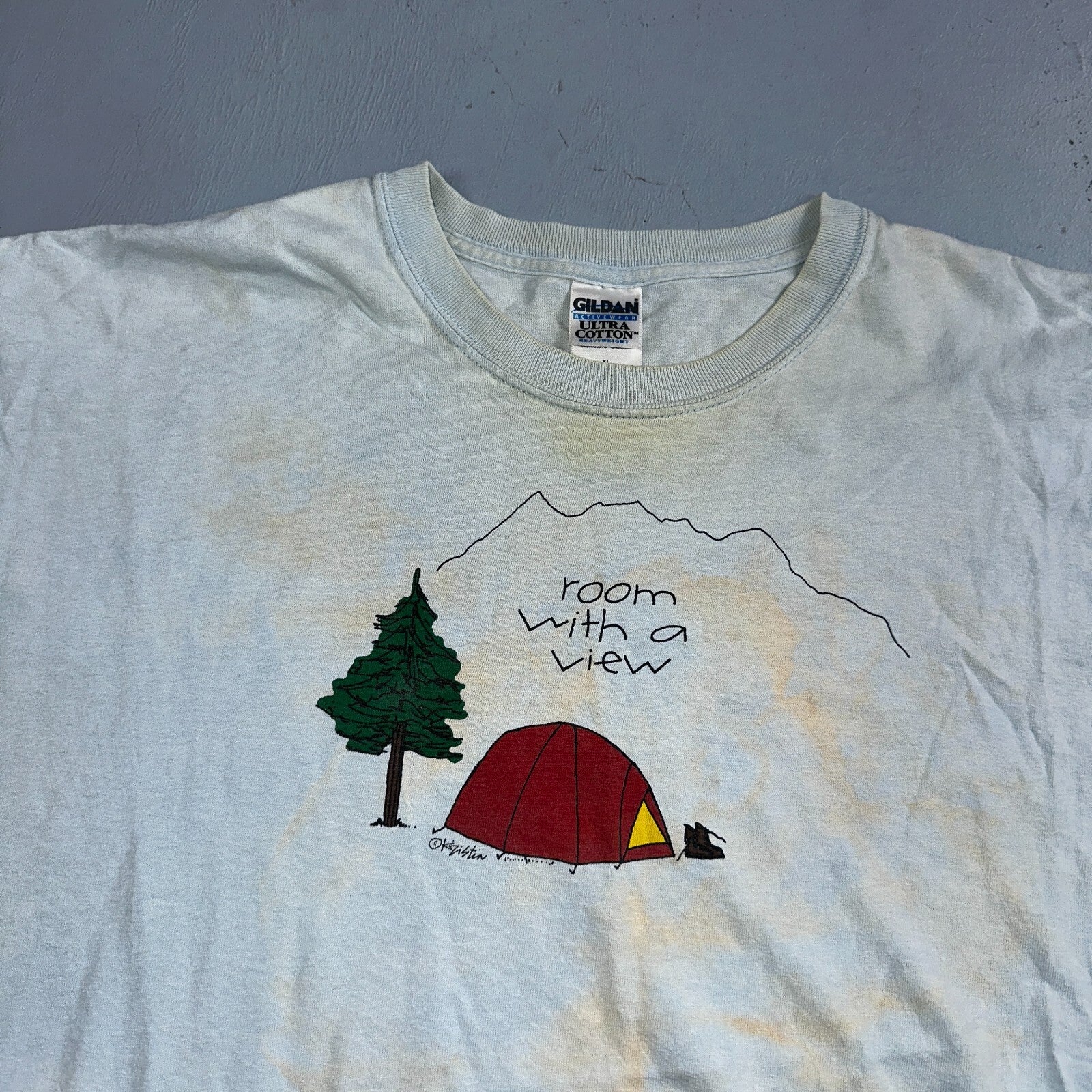 Hiking Room With A View VTG T Shirt Funny Camping Camp Hike Travel USA Y2K