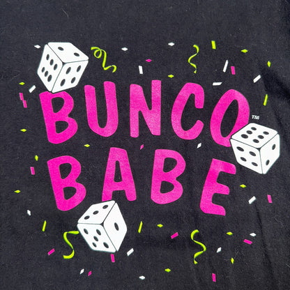 Gamble Dice Bunco Babe VTG T Shirt Gildan Y2K Large Black Las Vegas Confetti