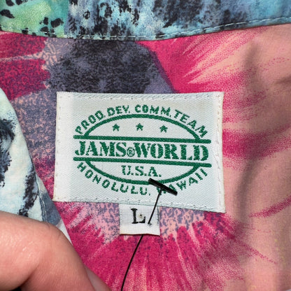 Vintage Jams World Tropicana Floral Men's Hawaiian Button Large Shirt USA Made