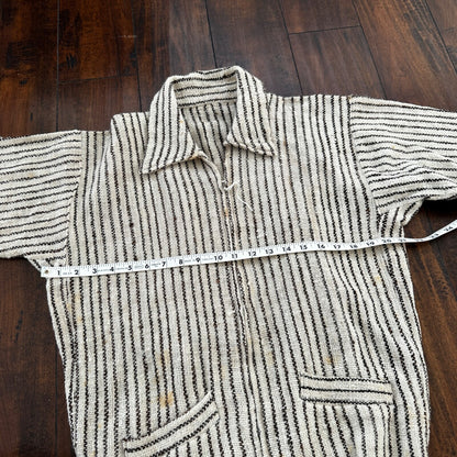 VTG 60s Sweatshirt Womens Zebra Stripe Full Zip Long Sleeve Wool 1960s Rare