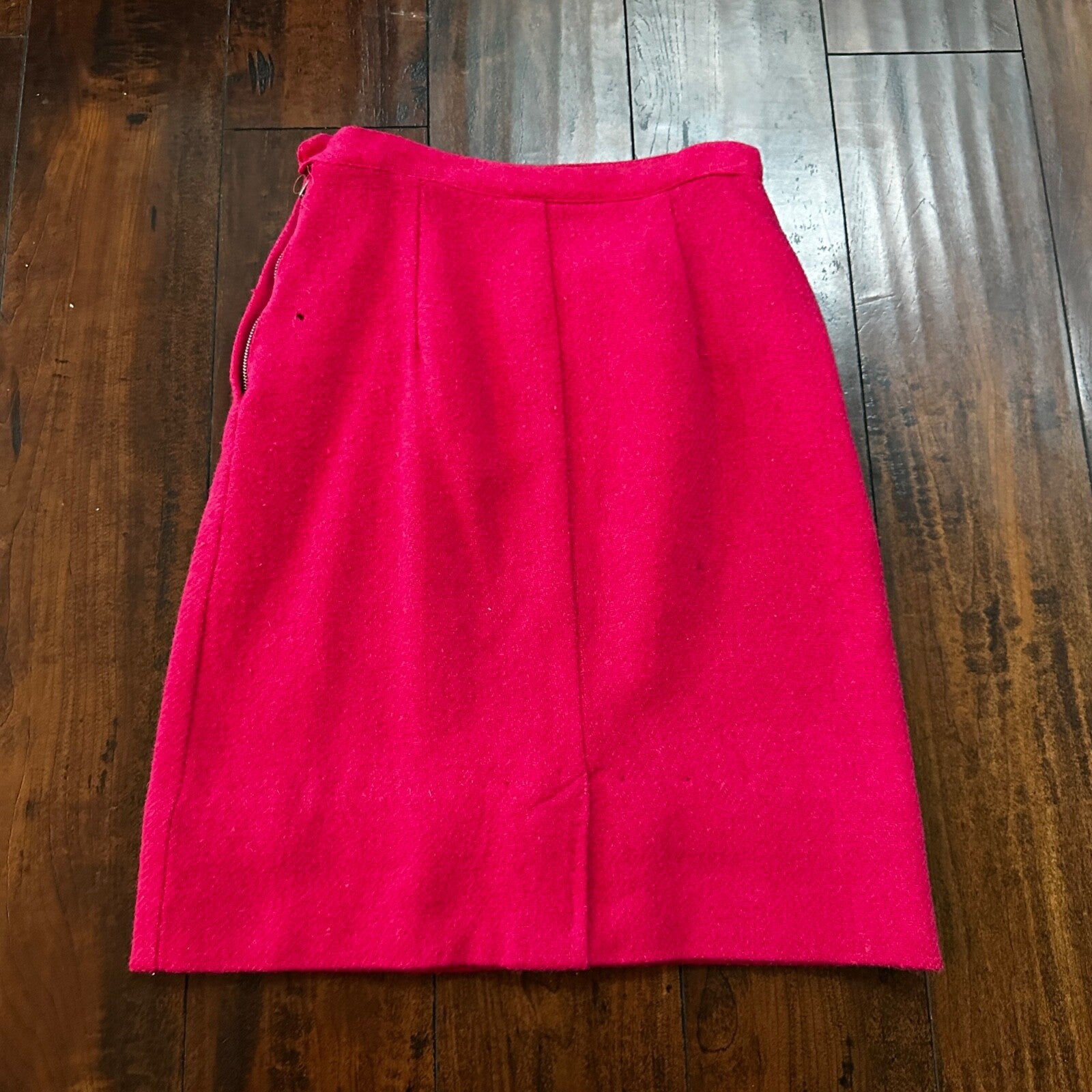 VTG USA Rockabilly Womens Dress Skirt 60s 70s Bottom Plaid Cute Pink Barbie Wool