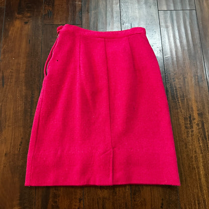 VTG USA Rockabilly Womens Dress Skirt 60s 70s Bottom Plaid Cute Pink Barbie Wool